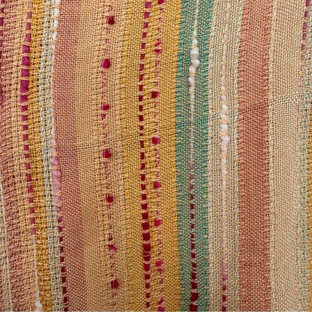 SOLD THML Women Medium Freeport Woven Striped Flutter Sleeve Embroidered Top Pea - Picture 8 of 12